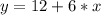 y = 12 + 6* x