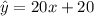 \hat y=20x+20