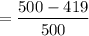 $=\frac{500-419}{500} $