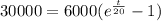 30000=6000(e^{\frac{t}{20} }-1)