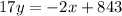 17y = -2x + 843