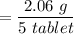 =\dfrac{2.06 \ g}{5 \ tablet}