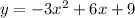 y=-3x^{2}+6x+9