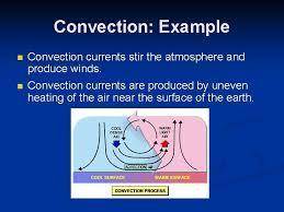 What are examples of convection currents?

The movement of warm air into cooler air and cooler air i