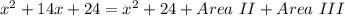 x^2 + 14x + 24 = x^2 + 24+ Area\ II + Area\ III