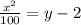 \frac{x^2}{100} = y - 2