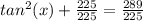 tan^{2} (x)+\frac{225}{225} =\frac{289}{225}