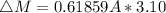 \triangle M =0.61859A*3.10