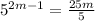 5^{2m-1} = \frac{25m}{5}