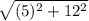 \sqrt{(5)^{2}+12^{2} } \\
