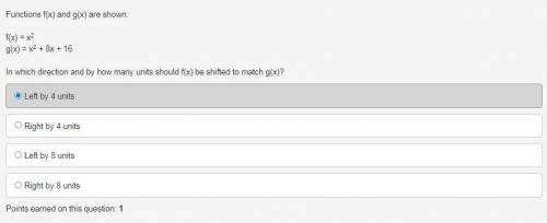 Please hurry and no links, thank you!

Functions f(x) and g(x) are shown:
f(x) = x2
g(x) = x2 − 8x +