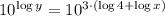 10^{\log y} = 10^{3\cdot (\log 4 + \log x)}