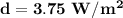 \mathbf{d = 3.75 \ W/m^2}