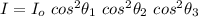 I = I_o \ cos ^2 \theta _1 \ cos ^2 \theta _2 \ cos^2 \theta _3