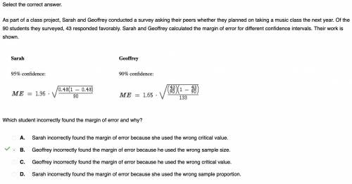 Select the correct answer.

As part of a class project, Sarah and Geoffrey conducted a survey asking