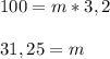 100=m*3,2\\\\31,25=m