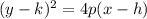 (y - k)^2 = 4p (x - h)