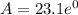 A =23.1e^{0}