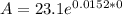 A =23.1e^{0.0152*0}