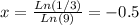 x = \frac{Ln(1/3)}{Ln(9)} = -0.5