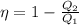 \eta = 1 - \frac{Q_2}{Q_1}