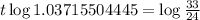 t\log{1.03715504445} = \log{\frac{33}{24}}