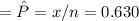 =\hat{P}=x/n=0.630