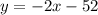 y = -2x - 52