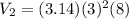 V_2=(3.14)(3)^2(8)