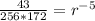 \frac{43}{256*172}=r^{-5}