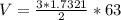 V = \frac{3*1.7321}{2} * 63