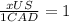 \frac{x US}{1 CAD} =1