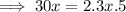 \implies 30x = 2.3x.5