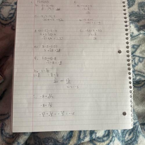 1. Find the value of the expressions using the correct order of operations.

a. -8 +5 (-3))
b. 5. (