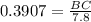 0.3907=\frac{BC}{7.8}