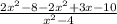 \frac{2x^2-8-2x^2+3x-10}{x^2-4}