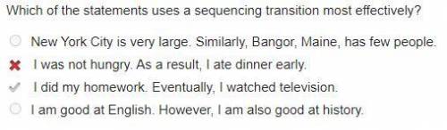 Which of the statements uses a sequencing transition most effectively? New York City is very large.