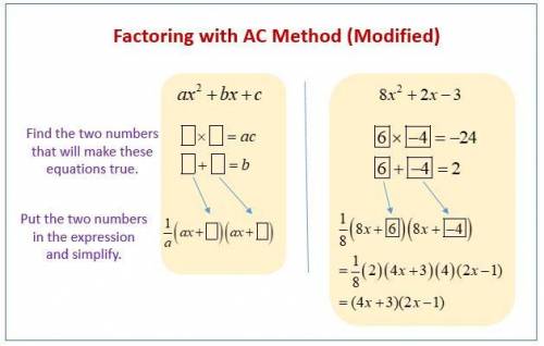 Factoize those 2 questions using acmethod must include all steps