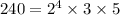 240=2^4\times 3\times 5