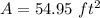 A=54.95\ ft^2