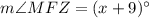 m\angle MFZ=(x+9)^\circ