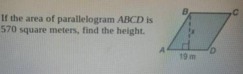 If the area of the parallelogram ABCD is 570 square meters, find the height.