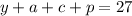 y+a+c+p=27