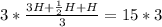 3 * \frac{3H + \frac{1}{2}H + H}{3} = 15 * 3