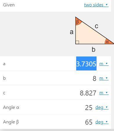 Find the length of side b. 
b=_m