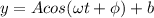 y=Acos(\omega t + \phi)+b