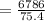 = \frac{6786}{75.4}