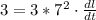 3 = 3 * 7^2 \cdot \frac{dl}{dt}