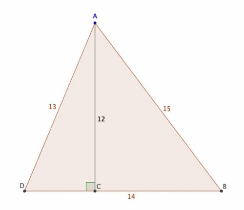 Determine the length of side BD in the triangle below.
12
15
13
D
B
с