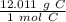 \frac {12.011 \ g \ C}{ 1 \ mol \ C}